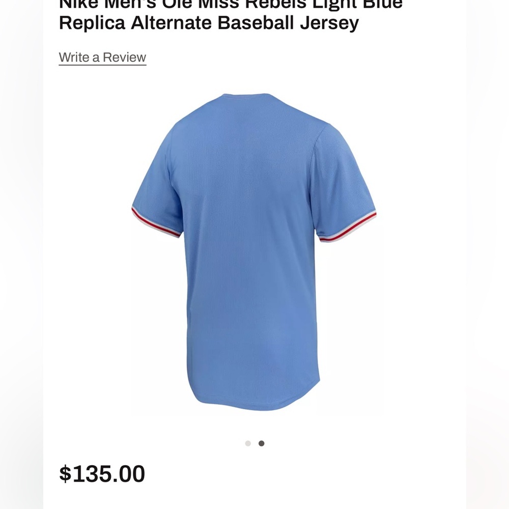 New Ole Miss Baseball Nike Jersey XL light blue & Red - Picture 2 of 11